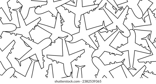 outline abstract airplane seamless pattern