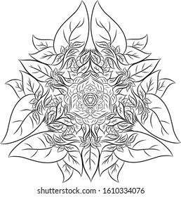 outline of abstract batik flowers