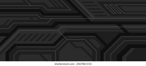 Outline abstract dark illustration. Modern geometric horizontal background in digital style.