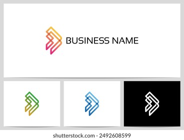 Contorno de flecha doble Abstractas mirando hacia adelante hacia la derecha Diseño de logotipo