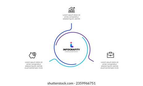 Umriss abstraktes Element für Infografiken. Vorlage für Zyklusdiagramm mit 3 Optionen, Teilen, Schritten oder Prozessen