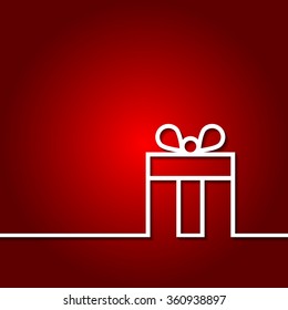 outline abstract Gift Box on red background