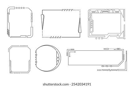 Outline abstract hud ui. Frame and label abstract digital background with technology. stoke, vector, illustrator