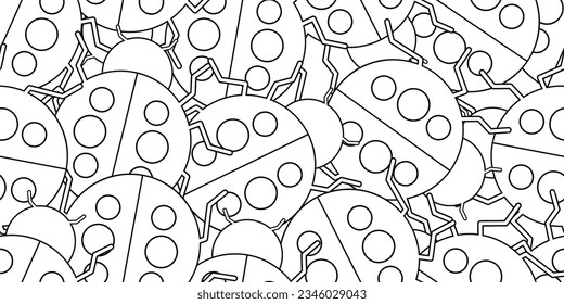 outline abstract ladybugs seamless pattern