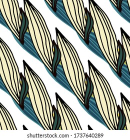 Outline abstract leaves shape seamless pattern. Line art leaf endless ornament. Botanical wallpaper. Design for fabric, textile print, wrapping paper, cover. Vector illustration.