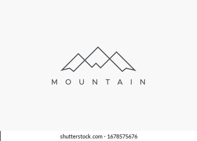 Outline Abstract Mountain Logo. Flat Line Vector Logo Design Template Element.