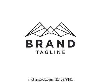 Outline Abstract Mountain Logo. Flat Line Vector Logo Design Template Element.

