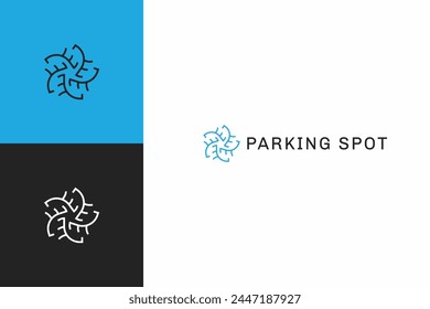 outline abstract parking spot logo vector design template. abstract circle parking spot logo design vector illustration with line art, modern and simple