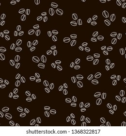 Outline abstract vector seamless pattern with coffee beans