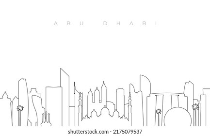 Outline Abu Dhabi skyline. Trendy template with Abu Dhabi city buildings and landmarks in line style. Stock vector design. 