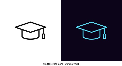 Outline academic hat icon, with editable stroke. Linear mortarboard sign, education pictogram. Online education and learning, master degree, MBA. Vector icon, sign, symbol for UI and Animation - Shutterstock ID 2043622631