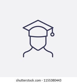 Outline academy hat icon illustration,vector student sign symbol