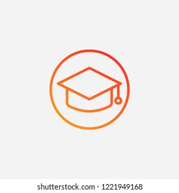 Outline academy hat icon,gradient illustration,vector student sign symbol