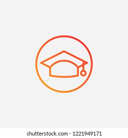 Outline academy hat icon,gradient illustration,vector student sign symbol