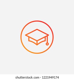Outline academy hat icon,gradient illustration,vector student sign symbol