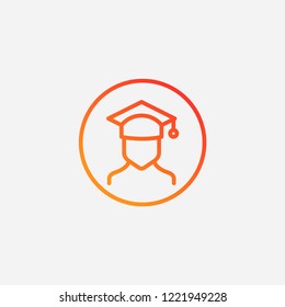 Outline academy hat icon,gradient illustration,vector student sign symbol