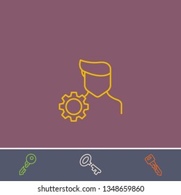 Outline account settings icon.Best account settings vector, illustrated icon for modern web and mobile design.Bonus broken key symbol