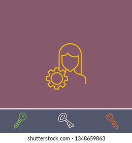 Outline account settings icon.Best account settings vector, illustrated icon for modern web and mobile design.Bonus broken key symbol