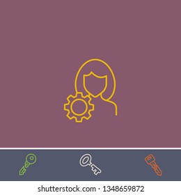 Outline account settings icon.Best account settings vector, illustrated icon for modern web and mobile design.Bonus broken key symbol