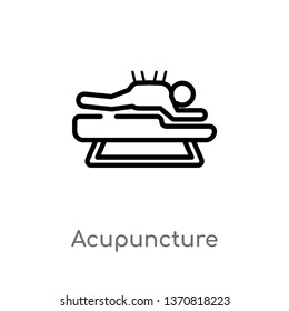 outline acupuncture vector icon. isolated black simple line element illustration from beauty concept. editable vector stroke acupuncture icon on white background