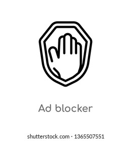 outline ad blocker vector icon. isolated black simple line element illustration from marketing concept. editable vector stroke ad blocker icon on white background