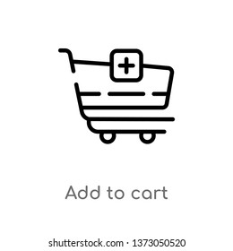 outline add to cart vector icon. isolated black simple line element illustration from commerce concept. editable vector stroke add to cart icon on white background