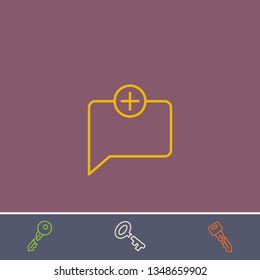 Outline add chat icon.Best add chat vector, illustrated icon for modern web and mobile design.Bonus broken key symbol