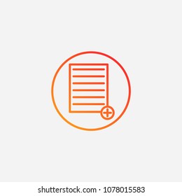 Outline add document icon.gradient illustration  vector sign symbol