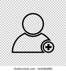 outline add friend icon flat vector on transparent background