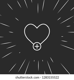 Outline add heart icon, illustrated icon for modern web and mobile design, simple and minimal symbol of add heart
