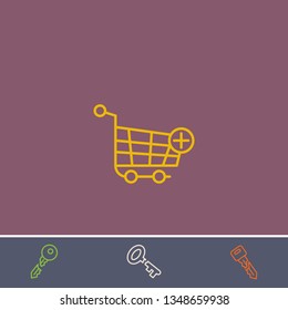 Outline add to shopping cart icon.Best add to shopping cart vector, illustrated icon for modern web and mobile design.Bonus broken key symbol