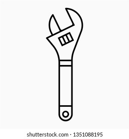 Outline adjustable wrench vector icon