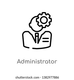 outline administrator vector icon. isolated black simple line element illustration from human resources concept. editable vector stroke administrator icon on white background