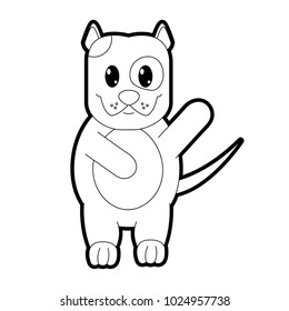 outline adorable and cute dog animal with hand up