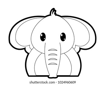 outline adorable elephant cute animal character