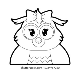 outline adorable female owl cute animal