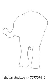 Outline of an african Elephant - digitally handdrawn illustration on white background