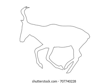 Outline of an african Red Hartebeest - digitally handdrawn illustration on white background