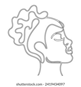 Outline of afro american girl character avatar Vector illustration