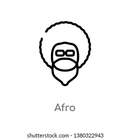 outline afro vector icon. isolated black simple line element illustration from discotheque concept. editable vector stroke afro icon on white background