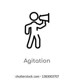 outline agitation vector icon. isolated black simple line element illustration from general-1 concept. editable vector stroke agitation icon on white background