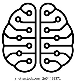 Descrever o ícone do cérebro da IA para inteligência artificial e pensamento de máquina