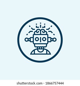 Outline AI icon. Linear artificial intelligence sign with editable stroke, digital mind. Big data, deep learning, neural network, cyber brain. Vector icon, sign, symbol for Interface design