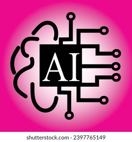 Outline AI icon Linear artificial intelligence sign with editable stroke, digital minds