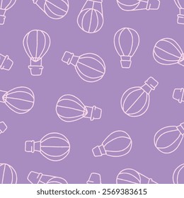 Outline Air Balloon Vector Seamless Pattern illustration for Print, Wallpaper, Decoration.