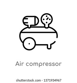 outline air compressor vector icon. isolated black simple line element illustration from construction concept. editable vector stroke air compressor icon on white background