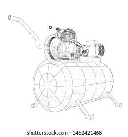 Outline Air compressor. Vector rendering of 3d. Wire-frame style. The layers of visible and invisible lines are separated