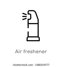 outline air freshener vector icon. isolated black simple line element illustration from cleaning concept. editable vector stroke air freshener icon on white background
