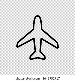outline airplane icon flat vector on white background