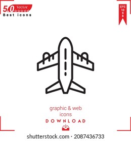 Outline airplane icon. airplane icon vector isolated on white background. Graphic design, material-design,  mobile application, logo, user interface. EPS 10 format vector